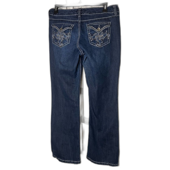 Nine West denim jeans bootcut contrast stitching bling on back pockets size 12 - Picture 4 of 8